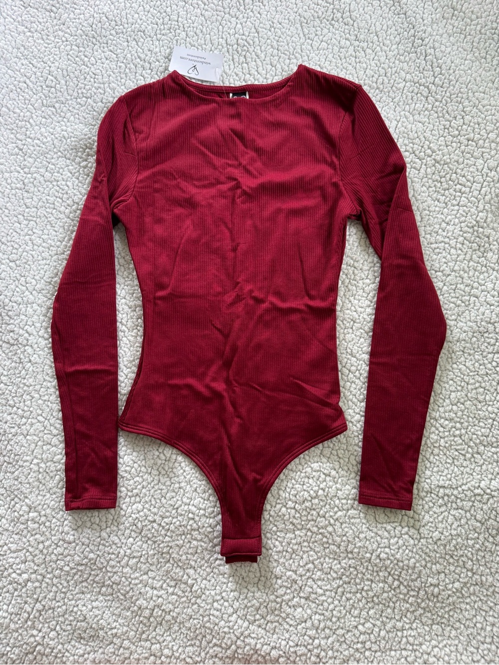 NWT Windsor Ribbed Long-Sleeve Bodysuit in Burgundy